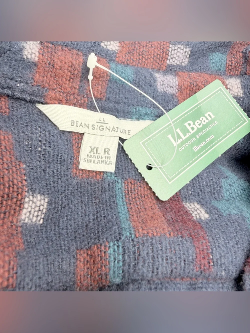 LL Bean Signature XL NWT Aztec Patterned Southwestern Chamois Tunic Shirt Jacket